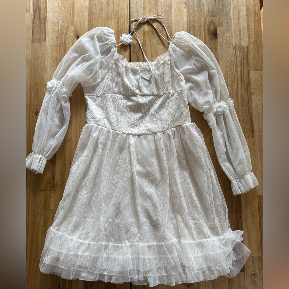 Romantic off white lace dress